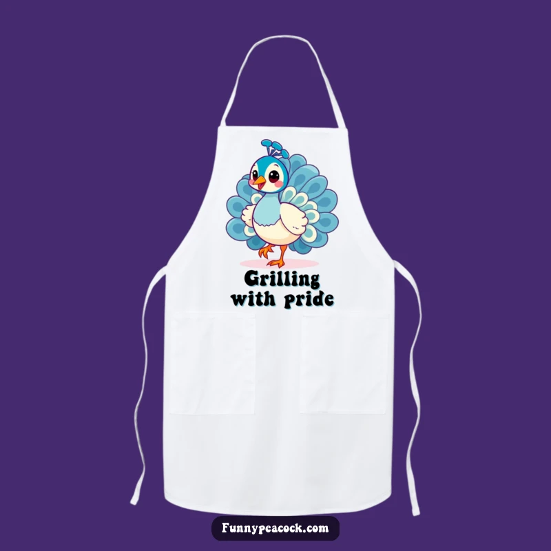 Funny Kawaii Peacock Apron: Cheerful Strut Curiosity Kitchen Gift