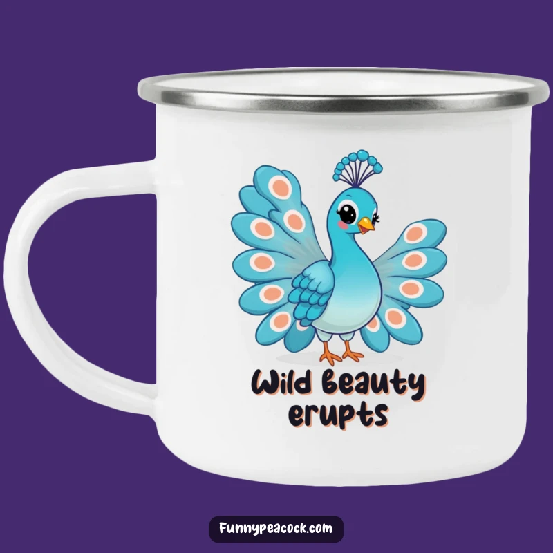 Funny Kawaii Peacock Camping Mug: Proud Smirk Tail Fan Outdoors Gift