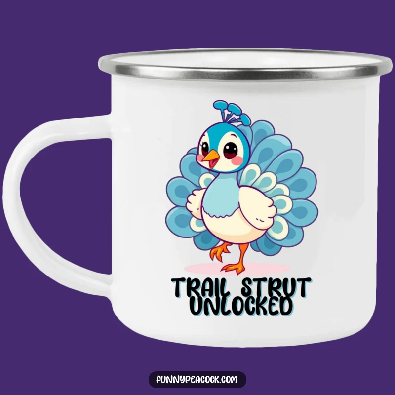 Funny Kawaii Peacock Camping Mug: Cheerful Strut Curiosity Outdoors Gift