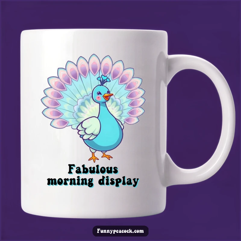 Funny Kawaii Peacock Mug - Joyful Feather Spread!