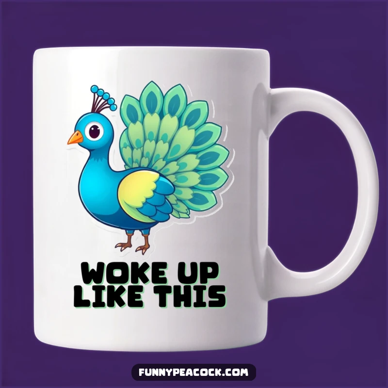 Funny Peacock Rainbow Tail Mug: Charming Character Elegance, Perfect Humorous Gift
