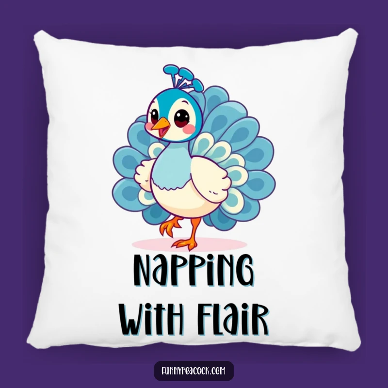 Funny Kawaii Peacock Pillow: Cheerful Strut Curiosity Decor Gift