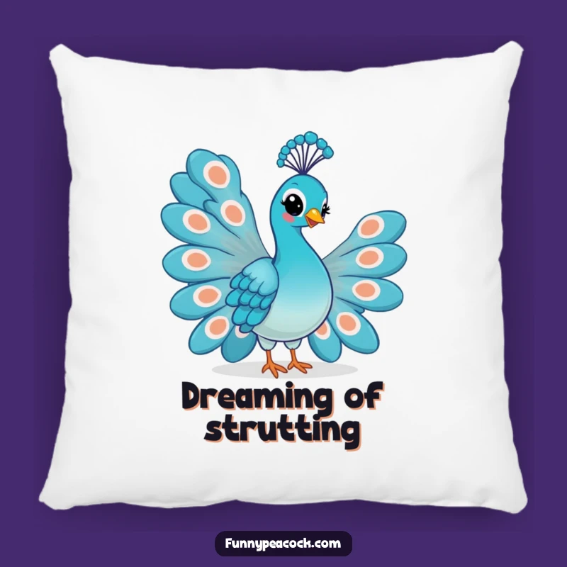 Funny Kawaii Peacock Pillow: Proud Smirk Feather Fan Decor Gift