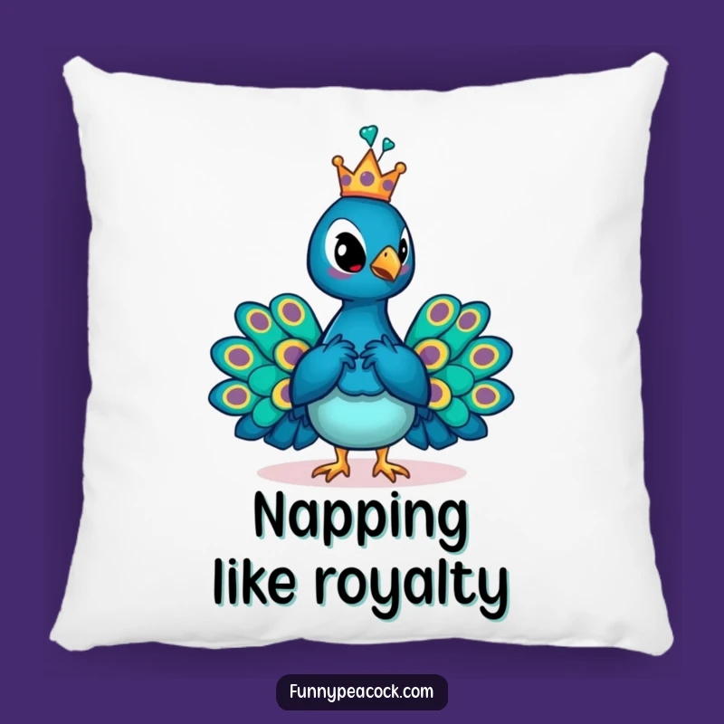 Funny Crowned Peacock Pillow: Comfy Throne for Royal Relaxation