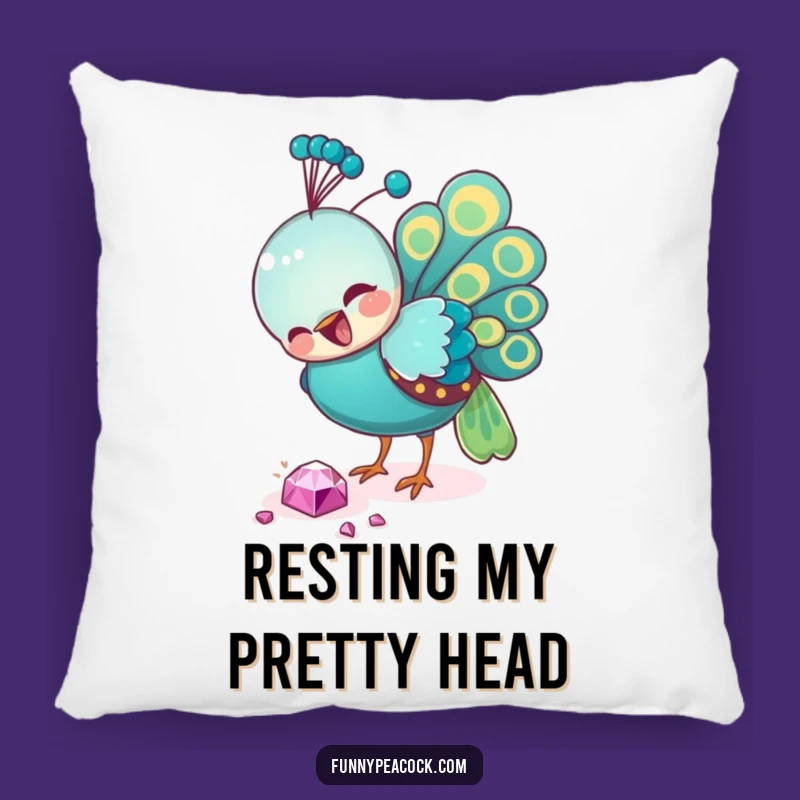 Funny Peacock Jewel Accent Pillow: Comfy and Amusing Home Decor Gift