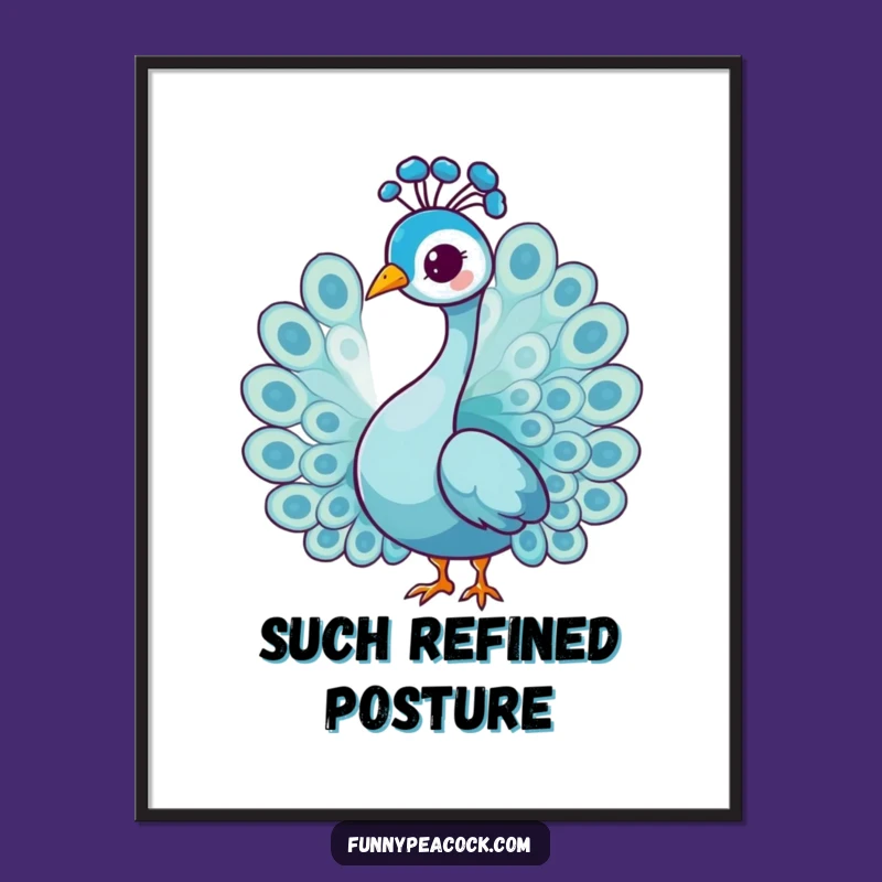 Funny Peacock Head Tilt Digital Art: Graceful Character Decor, Perfect Humorous Gift