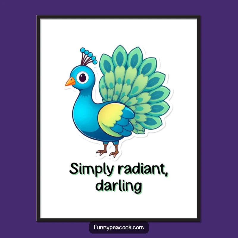 Funny Peacock Rainbow Tail Digital Art: Charming Character Decor, Perfect Humorous Gift