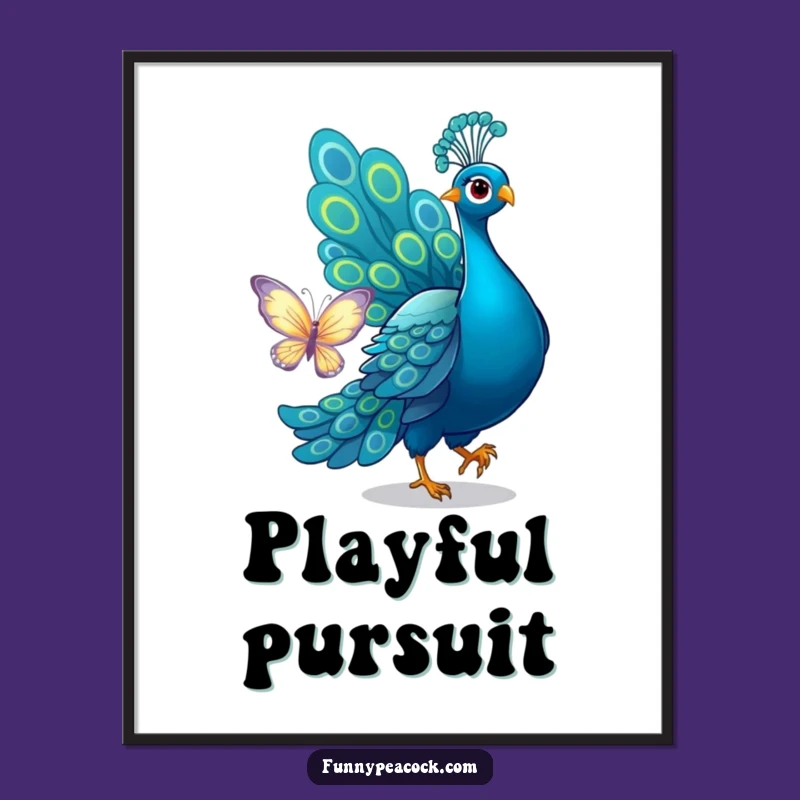 Funny Peacock Butterfly Chase Digital Art - Instant Playful Decor!