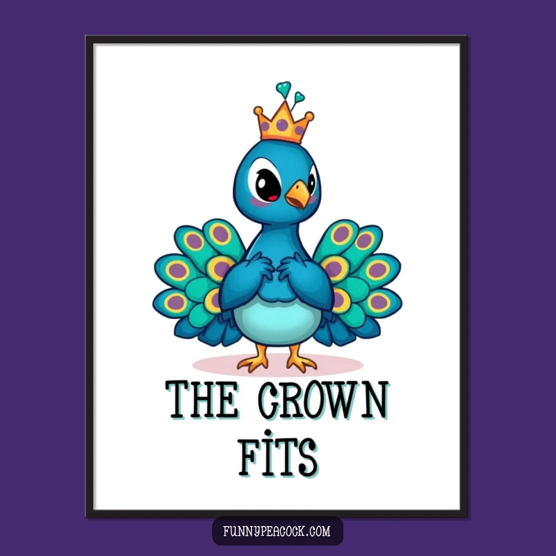 Funny Crowned Peacock Digital Art: Instant Regal Decor for Walls