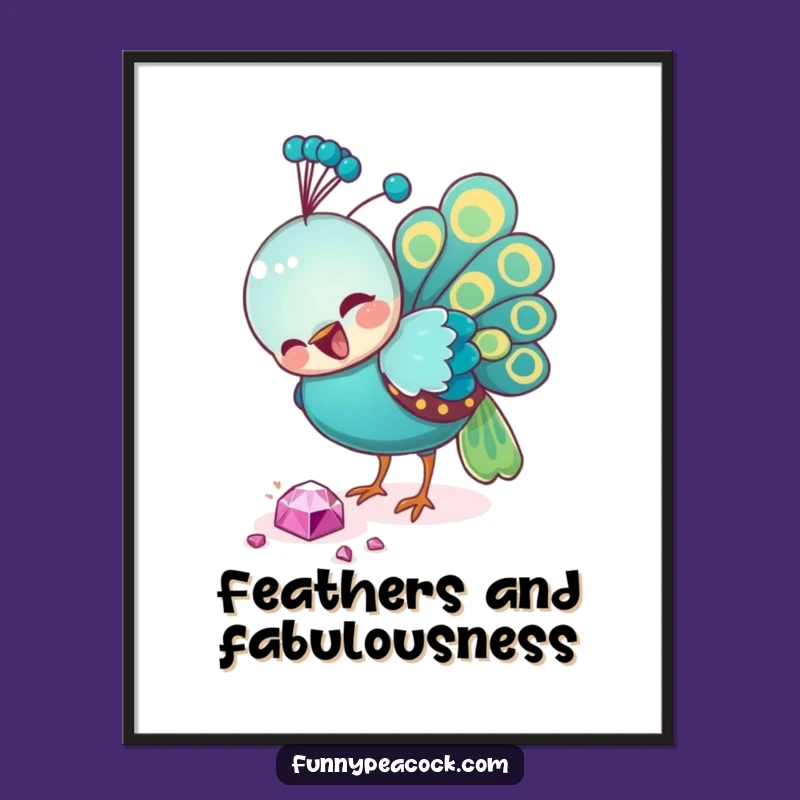 Funny Peacock Jewel Art Poster: Hilarious Wall Decor for Bird Lovers' Homes