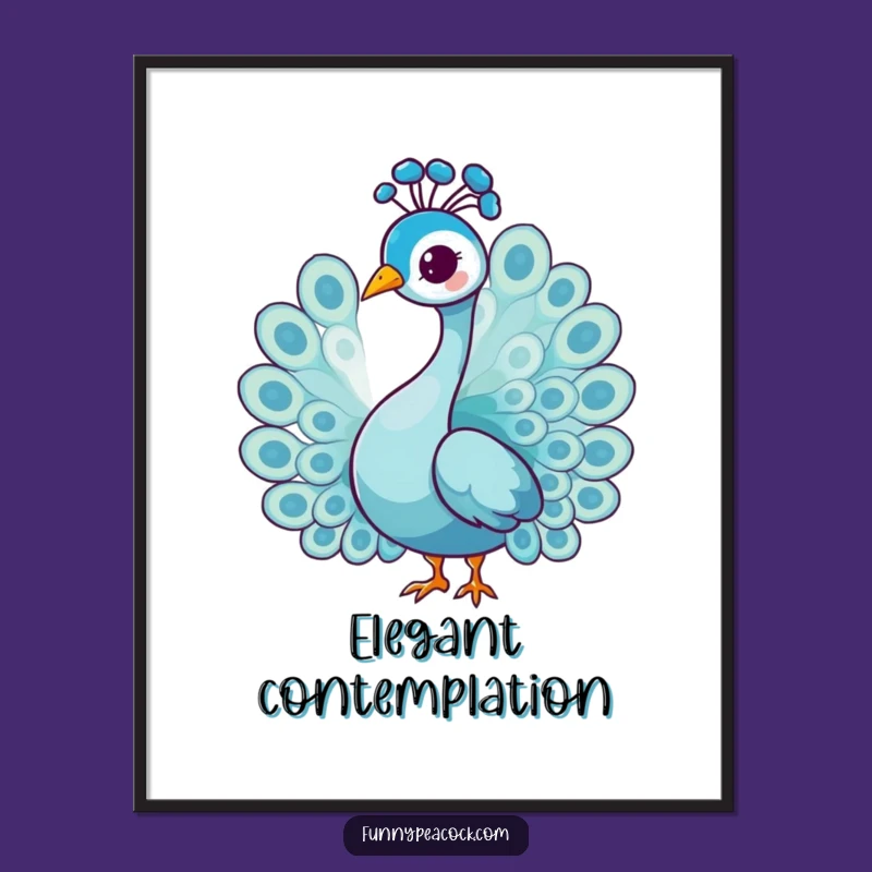 Funny Peacock Head Tilt Poster: Graceful Character Art, Delightful Humorous Gift