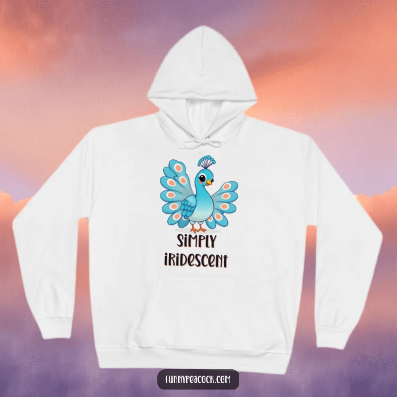 Funny Kawaii Peacock Hoodie: Cozy and chic, featuring a proud peacock with fanned tail and smirk.