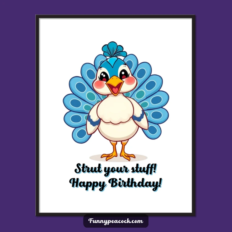 Funny Free Printable Wall Art: Grinning Peacock Strut - Downloadable Decor!