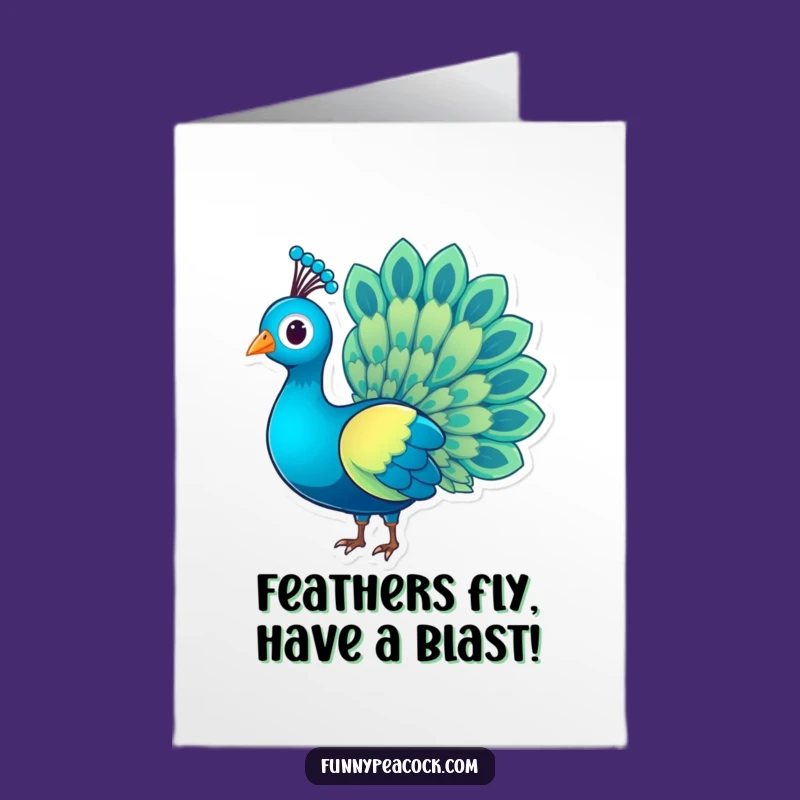 Free Printable Birthday Card: Rainbow Peacock Feather Flair Downloadable Gift