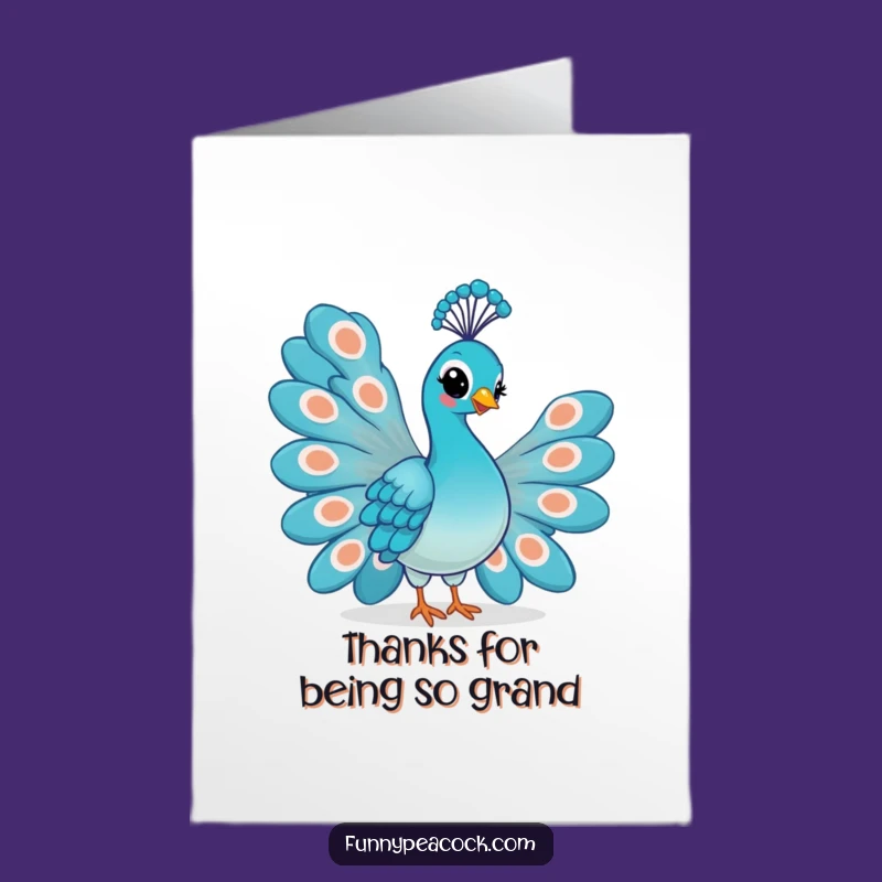 Free Printable Peacock Thank You Card: Smirking Bird Downloadable Gift