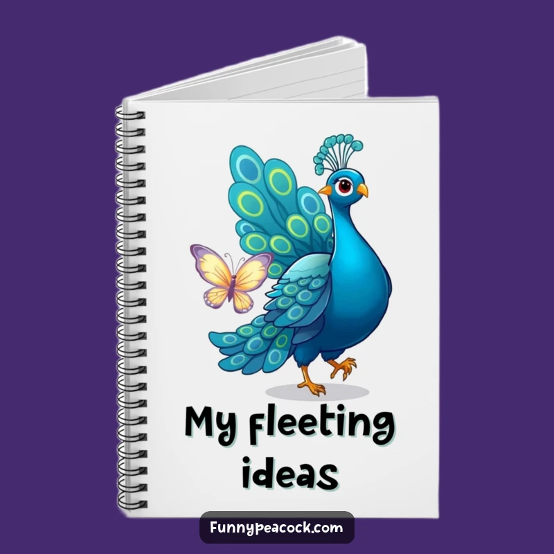 Funny Peacock Butterfly Chase Notebook - Jot Down Playful Ideas!