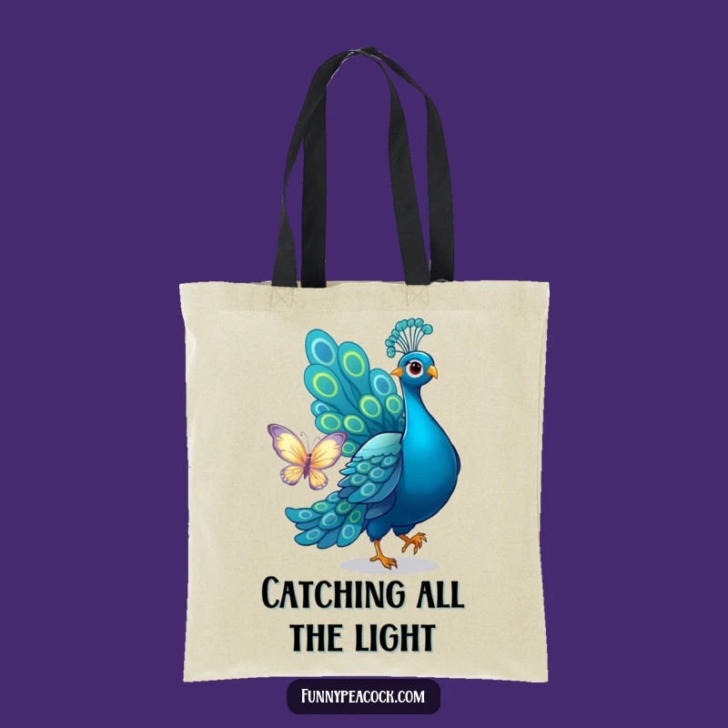 Funny Peacock Butterfly Chase Tote Bag - Carry Playful Fun!